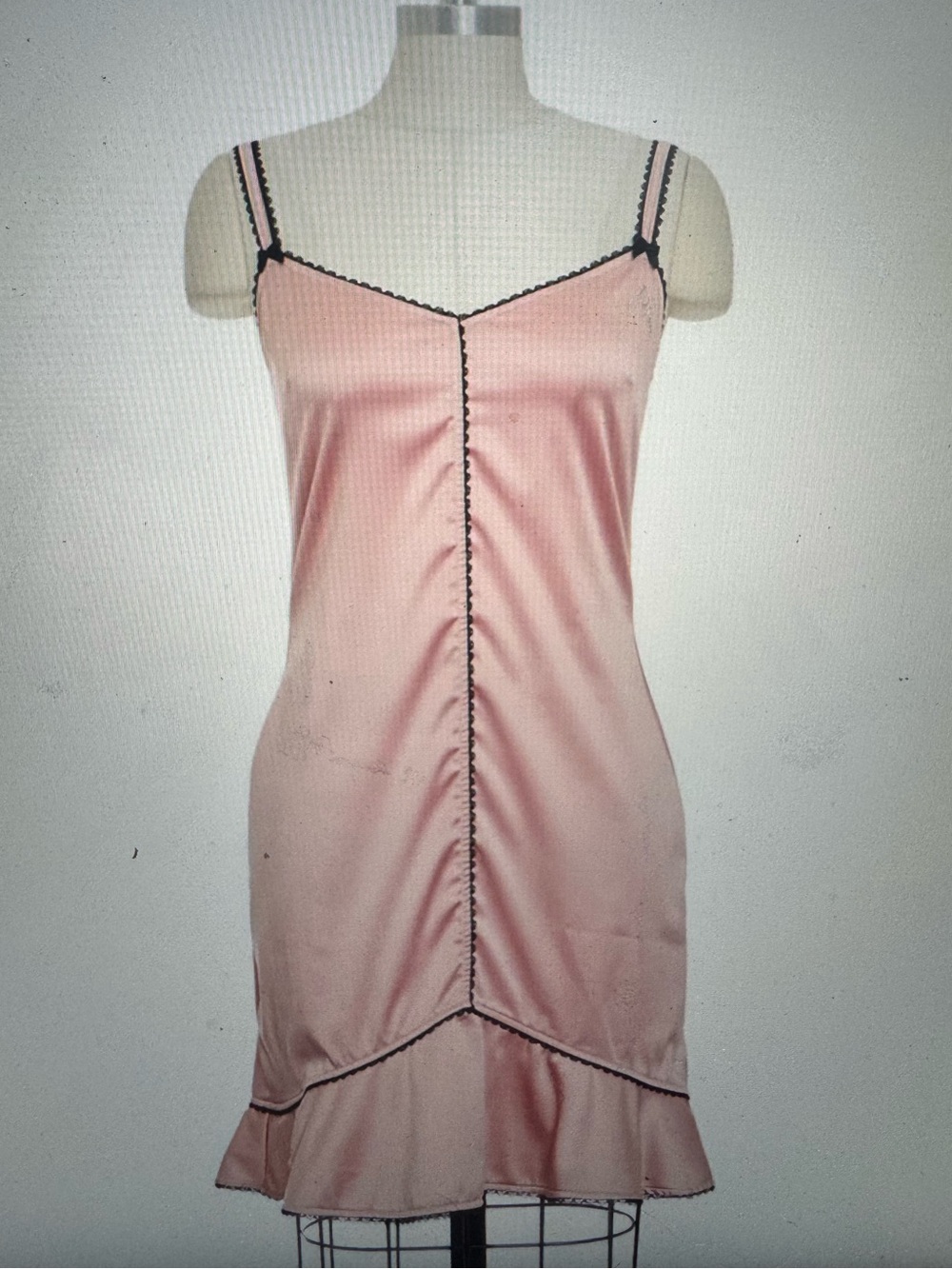 Christian Dior Vintage Pink Satin Slip Dress with Crystal Dior Spell-Out